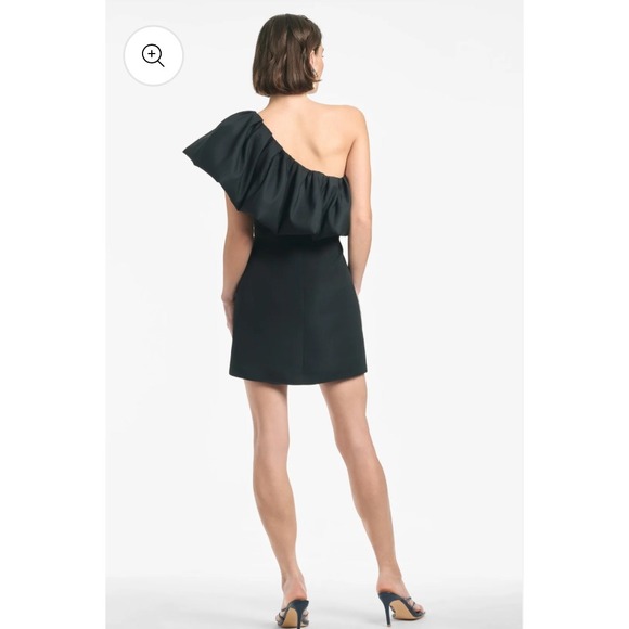 $495 NWT SACHIN & BABI Garcelle One Shoulder Ruffle Dress Party Cocktail Black 0 - Picture 4 of 12
